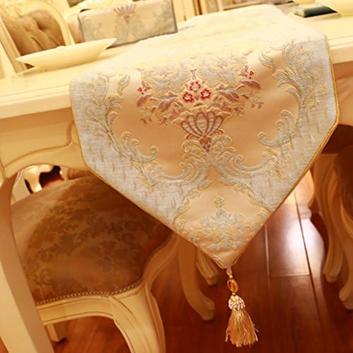 European vintage embossed table runner/Water and oil proof thickened coffee table flag/ heat-resistant tablecloth/Coffee table table flag-A 33x240cm(13x94inch)