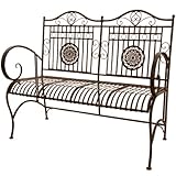 Oriental Furniture Rustic Metal Garden Bench, Rust Patina