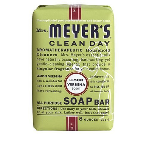 Mrs. Meyer's Clean Day Bar Soap, Lemon Verbena, Case of Twelve - 8 Ounce Bars (96 Ounces)