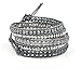 Here Fashion Mix Gray Crystal Pink Leather 5 Wrap Bracelet