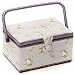 from Sewing-Online Sewing Box White Flowers on Grey (M) With Free Sewing Kit