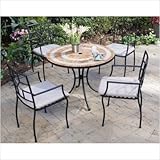 Valencia Tile-Top Patio Table & 4 Cambria Style Arm Chairs