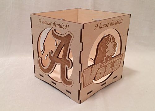 A House Divided-Tennessee/Alabama engraved candle holder-Unfinished wooden candle box-gift box-centerpiece-college candle holder