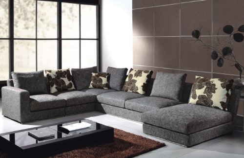 Modern Gray Fabric Sectional Sofa