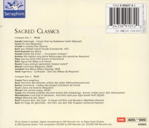 Cover image : Sacred Classics - Messiah, Ave Maria, Pie Jesu, Zadok the Priest, L'enfance du Christ