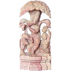 Stone Carving Lord Krishna Figurine (sos383)