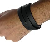 Genuine Black Leather Wrap Around Strap Bracelet Wristband
