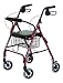 Health & Personal Care : 4-wheel Folding Rolling Walker with Shopping Basket, Padded Seat and Dual Hand Brakes.