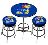 Kansas Jayhawks MVP Chrome Pub Table with Two Bar Stools