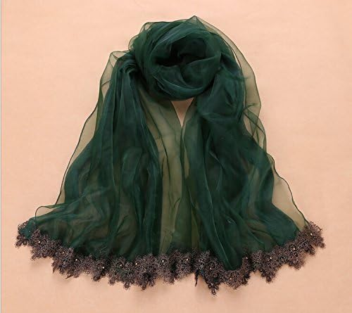 BeautLife Women's Lace Premium Soft Multicolor Sheer Wrap Scarf (Dark green)
