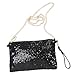 LUOEM Glitter Handbag Purse Shoulder Bag Sequin Evening Clutch for Women (Black)