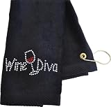 Navika Crystal Embellished Wine Diva Black Golf Towel