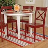 Ligo Halsey White Round Drop Leaf Dining Table Set with X Back Chairs Blue - LG276-2