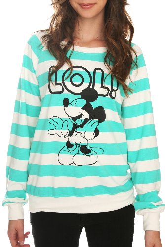 Disney Mickey Mouse LOL! Stripe Crew-Neck Girls Sweatshirt
