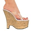 6 1/2 Inch Sexy High Heel Wedge Shoes Clear Platform Clear Strap