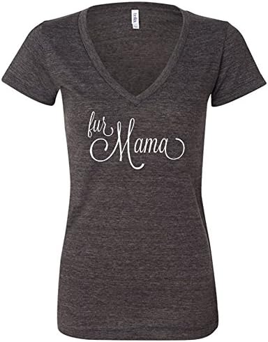 She Said Tees Womens "Fur Mama" fitted v-neck tee Dark Gray - XL