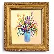 Bouquet, Blue Vase - Gold Frame Magnet with pop-out easel (2-3/4" x 2-1/2")