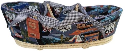 Patricia Ann Designs Route 66 Moses Basket with Check Trim, Black