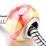 Yellowish Red Pattern Beads Fits Pandora Charm Bracelet