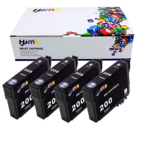 Hi ink 4 PACK T200XL Black Ink Cartridges Replacement for Epson T200xl For Epson XP-200 WF-2540 XP-300 WF-2530 XP-410 WF-2520 XP-400 XP-310 Printer (4 PK BLACK)