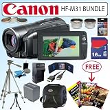 Canon Vixia HF-M31 15X 32GB Full HD Dual Flash Memory Camcorder 16GB Deluxe Accessory Bundle With Free Gift Package