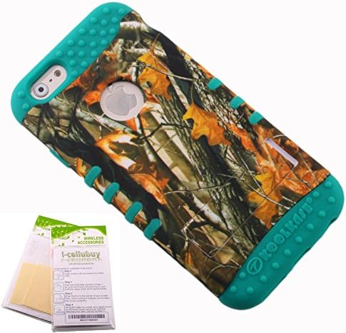 Hunter Tree Leaves Camo Camouflage Pattern Snap-on on Teal Skin KoolKase Rocker 2 in 1 Hybrid Impact Case Cover For Apple iPhone 6 (4.7) With 2 Screen Protector Films New in Retail Package