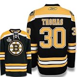 THOMAS #30 Boston Bruins Reebok Premier Home NHL Hockey Jersey w/ 2011 Stanley Cup Patch (NHLPA Certified Custom Sewn Authentic Twill)