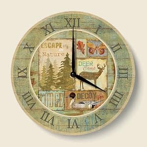 Lodge Collage Rustic Country Kitchen Wall Clock by