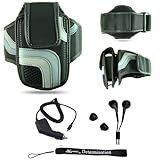 Black Adjustable Deluxe Sportband / Workout Armband with Adaptable Neck Str ....