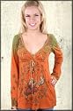 Butterfly Dropout Swing Garden Long Sleeve Peasant Top in Mustard Orange