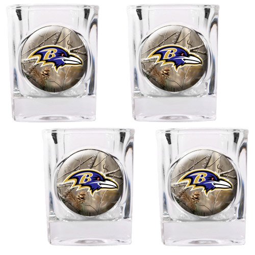 Baltimore Ravens NFL Open Field 4pc Square Shot Glass Set (Crimson)