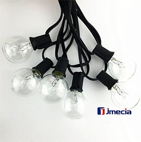 G40 String Lights with 25 Clear Globe Bulbs UL listed, Vintage Backyard Patio Lights, Outdoor String Lights, Globe Wedding Light String, Globe Lights, Globe String Lights Outdoor (1 set, Black cord )