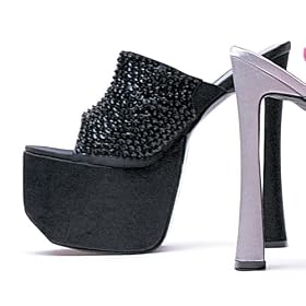 656-EVE, 6.5 Heel Sequins Mule in Black, Silver or Fushia by Ellie Shoes