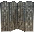 4 PANEL1.8M LARGE BLACK WICKER SCREEN/ROOM DIVIDER