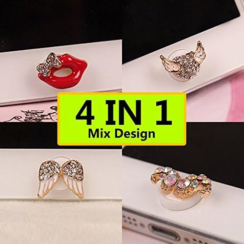 Sexy Case : 4 in 1 Mixed Design Luxury Bling 3d Crystal Home Button Stickers Decoration for Iphones, Ipods, Ipads-#1