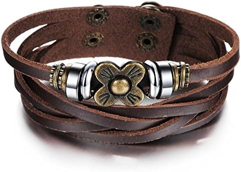 Shining Deals Fashion Jewellery Top Quality Handmade Leather Wrap Bracelet Retro Brown Unisex Cuff Bracelet & Bangle 825