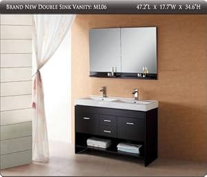 Bathroom Double Vanities on Amazon Com  47  Modern Double Sink Bathroom Mirror Vanity Cabinet Free
