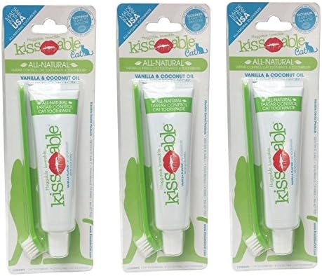 KissAble Toothbrush and Toothpaste Combo Kit for Cats (3 Pack)