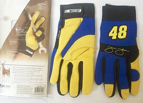 Jimmie Johnson #48 NASCAR Racing Team Deerskin Palm Leather Work Gloves - Medium