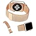 top4cus Double Electroplating Milanese Loop Stainless Steel Replacement iWatch Band with Magnetic Closure Clasp for Apple Watch - Apple Watch Band 38mm Regular Length - Champagne Gold