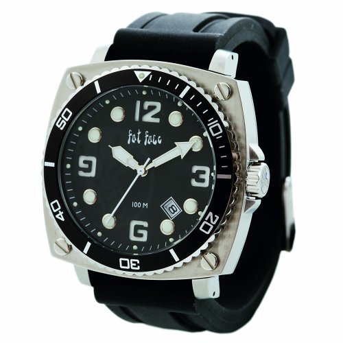 Fat Face Mens black dial black silicon strap watch Image of Fat Face Mens black dial black silicon strap watch