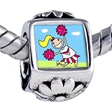 Pugster Pandora Style Bead Cheering Cheer-Leader Photo Flower European Charm Bead Fits Pandora Bracelet