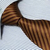 P5056 Designer Fashion Gift Necktie Brown Ties Stripes Neck Tie for Men Woven Pure Silk Mens Neckwear Neck Tie Set