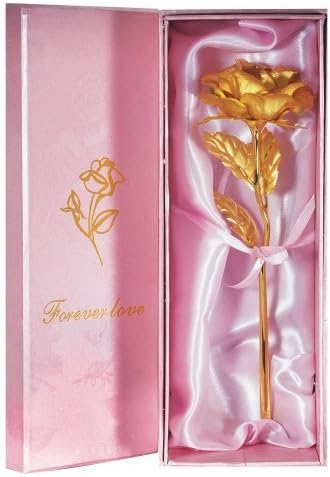 Lightahead® 24k Gold Rose Foil Flowers 6 inches Handcrafted and Last's forever with Gift Box - Best Gift for Valentine's day, Mother's day, Christmas, Birthday by Lightahead®