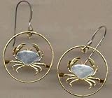 Guernsey Penny Crab Copper Two Tone Coin Cut Out Earrings