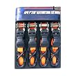 Neiko 51031A 1-Inch by 15-Feet Ratcheting Tie-Down with Soft-Grip Levers and PVC-Coated Hooks , 4-Set