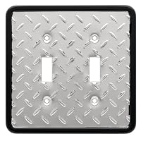 Liberty Hardware 126370 Diamond Plate Double Switch Wall Plate, Polished Chrome and Black