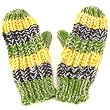 Winter Hand Knit Made Mitten Gloves Multicolor Olive with Multi-Colors
