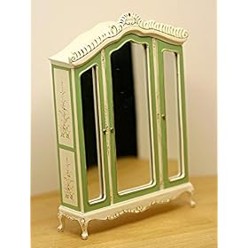 Dollhouse Miniature Triple Glass Armoire Handpainted Dollhouse Miniature