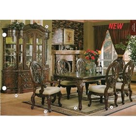 All new item 7 pc cherry brown finish wood Nottingham dining table set by AMBEnterprises.com